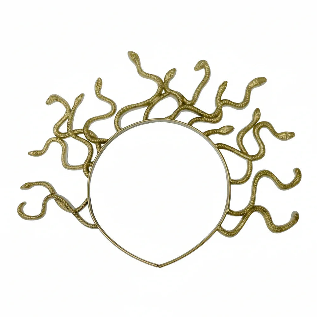 Gold Medusa Snake Costume Headband with Plastic Snakes , snake ring , snake necklace - Gomix Brands Outlet